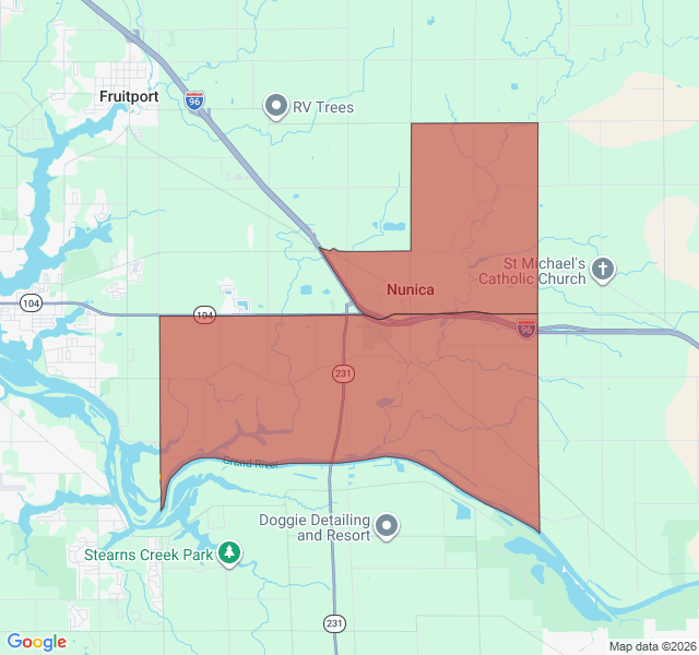 Map of septic coverage in Nunica, MI