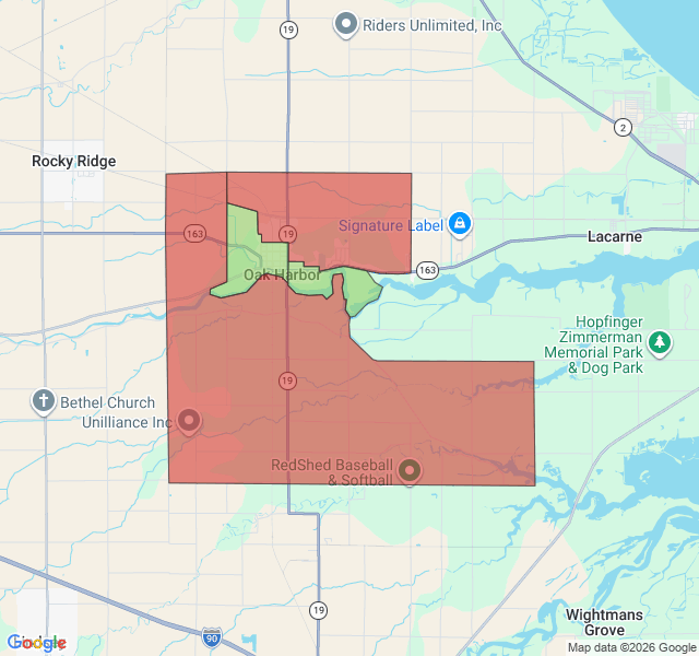 Map of septic coverage in Oak Harbor, OH