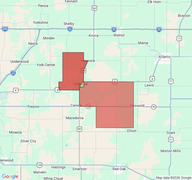 Map of septic coverage in Oakland, IA