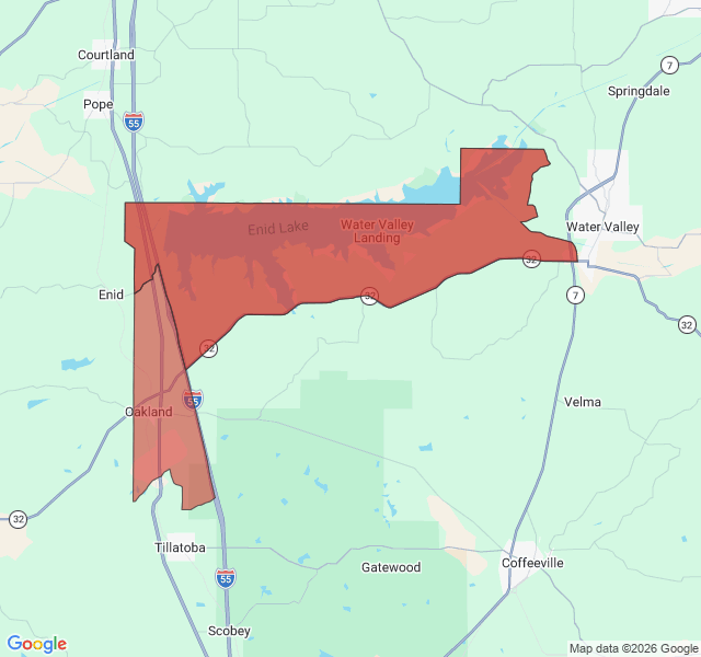Map of septic coverage in Oakland, MS