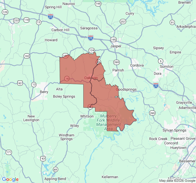 Map of septic coverage in Oakman, AL