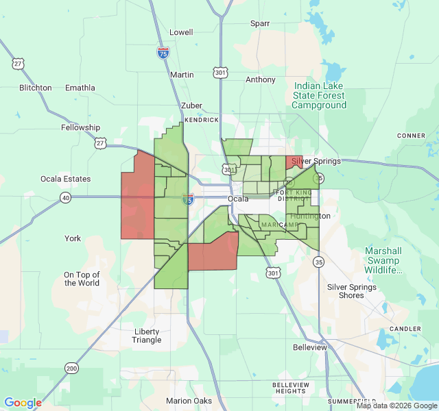 Map of septic coverage in Ocala, FL