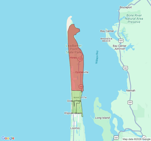 Map of septic coverage in Ocean Park, WA