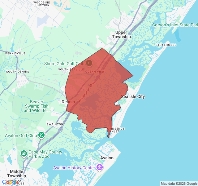 Map of septic coverage in Ocean View, NJ