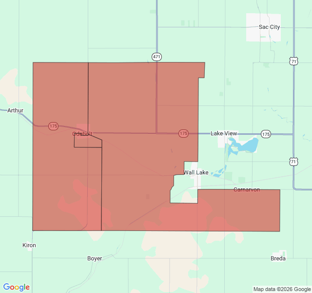 Map of septic coverage in Odebolt, IA