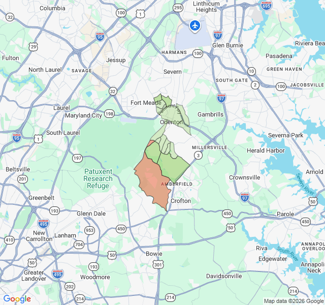 Map of septic coverage in Odenton, MD