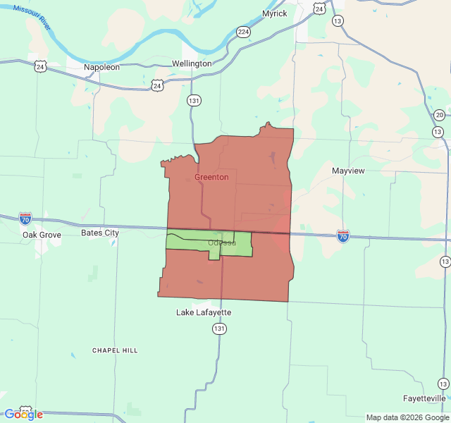 Map of septic coverage in Odessa, MO