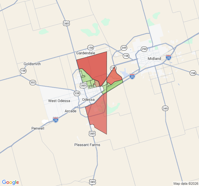 Map of septic coverage in Odessa, TX