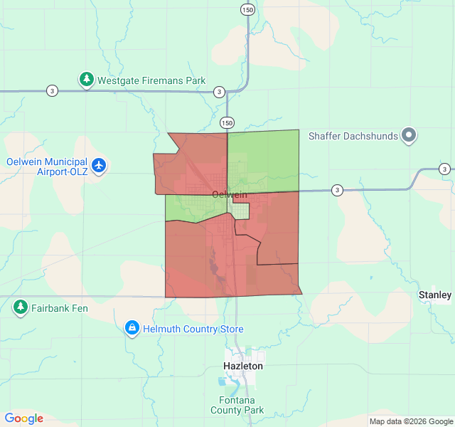 Map of septic coverage in Oelwein, IA