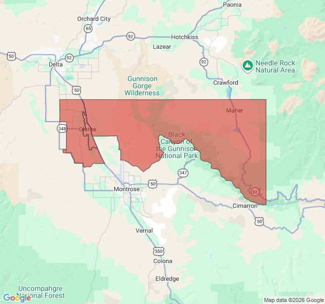 Map of septic coverage in Olathe, CO