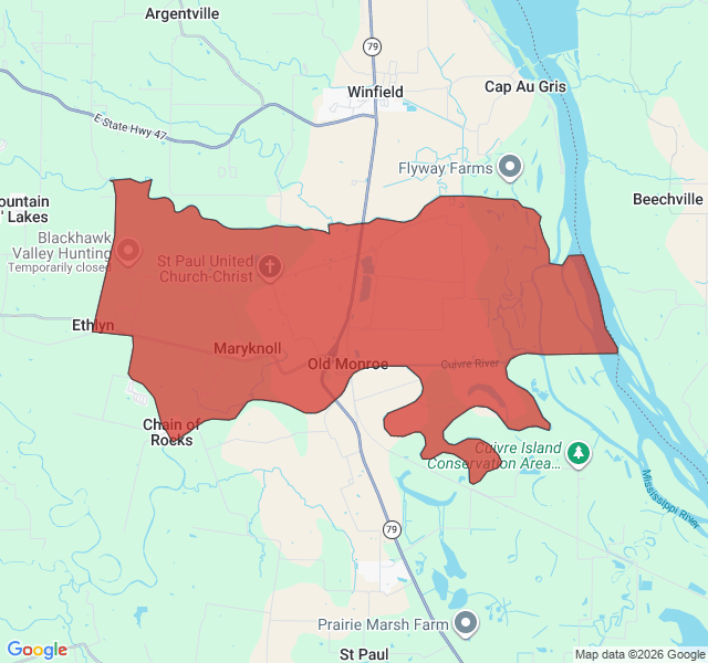 Map of septic coverage in Old Monroe, MO