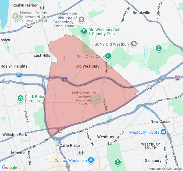Map of septic coverage in Old Westbury, NY