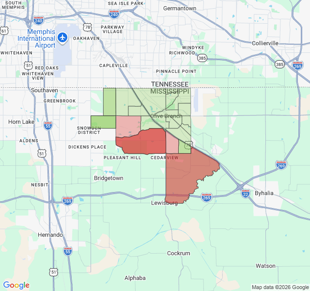 Map of septic coverage in Olive Branch, MS