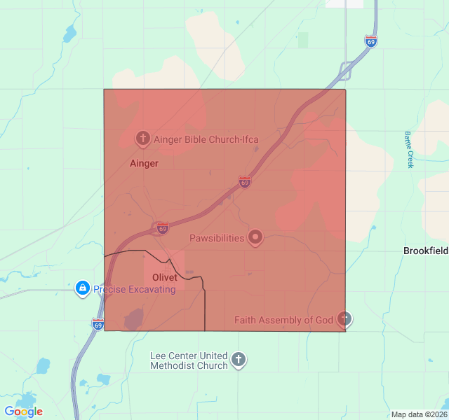 Map of septic coverage in Olivet, MI
