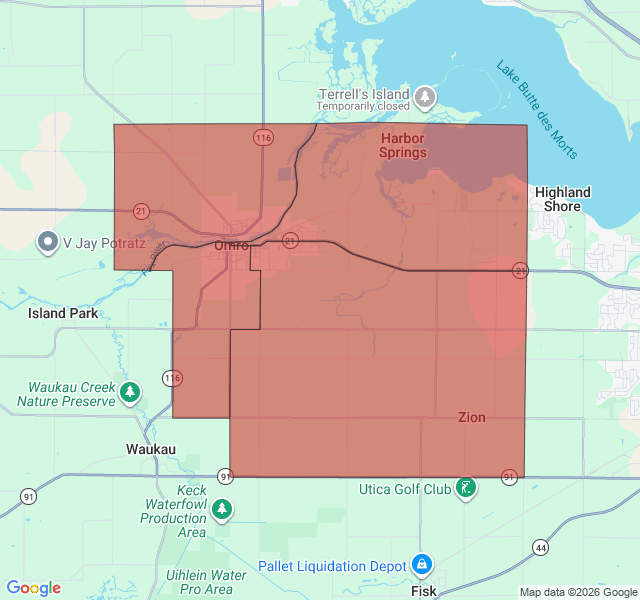 Map of septic coverage in Omro, WI