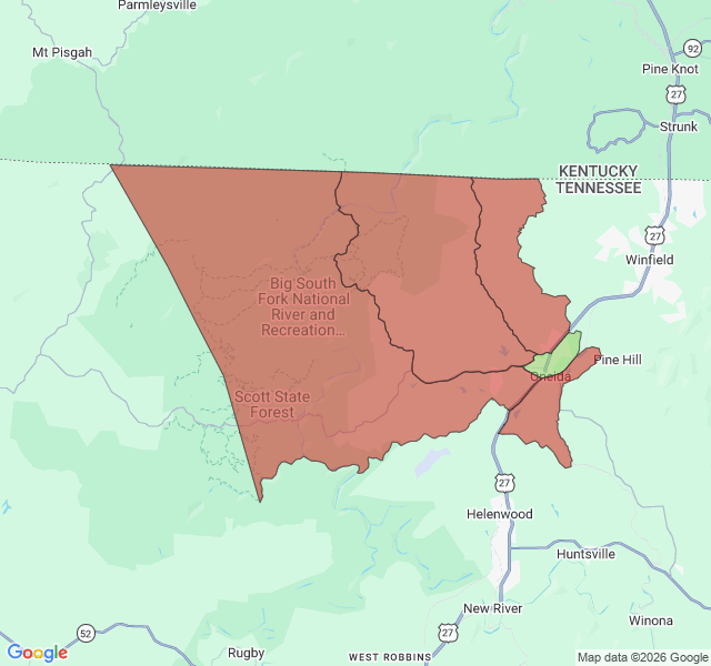 Map of septic coverage in Oneida, TN