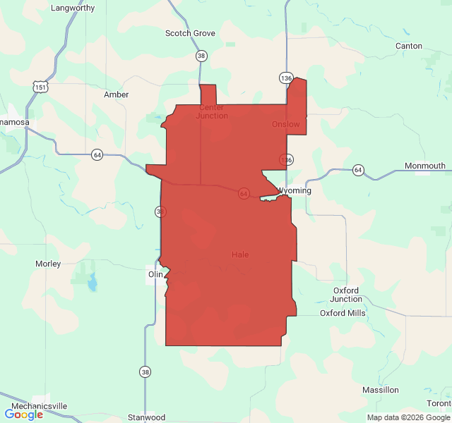 Map of septic coverage in Onslow, IA