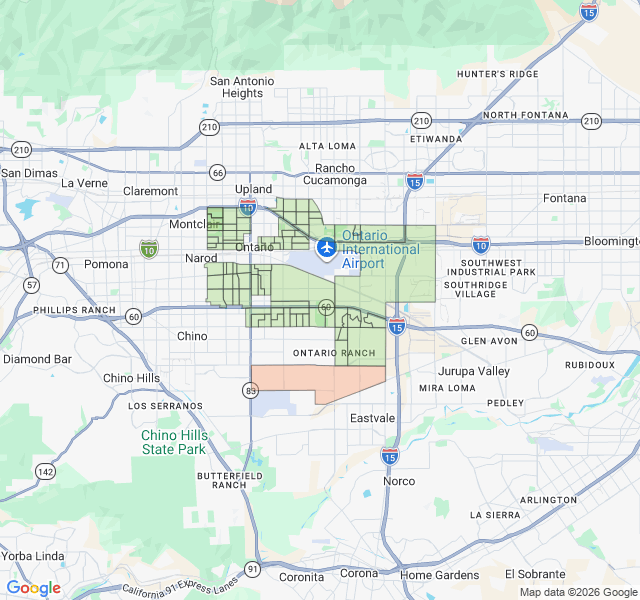 Map of septic coverage in Ontario, CA