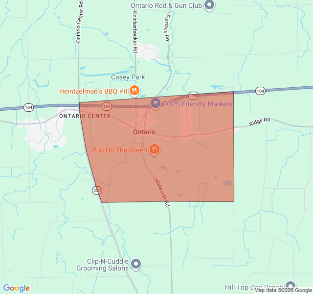 Map of septic coverage in Ontario, NY