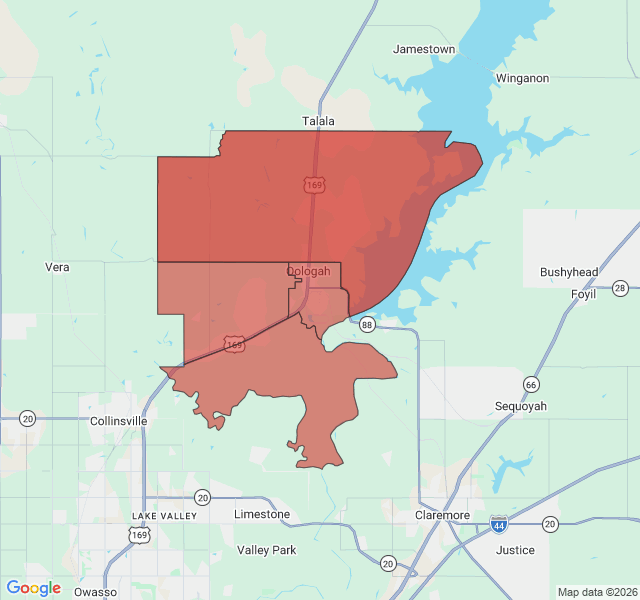 Map of septic coverage in Oologah, OK