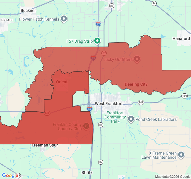 Map of septic coverage in Orient, IL
