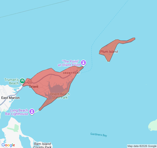 Map of septic coverage in Orient, NY
