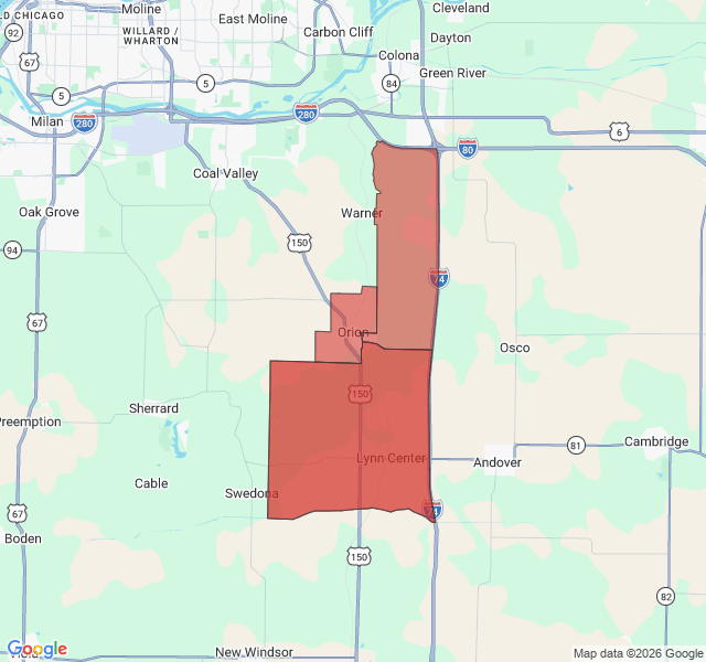 Map of septic coverage in Orion, IL