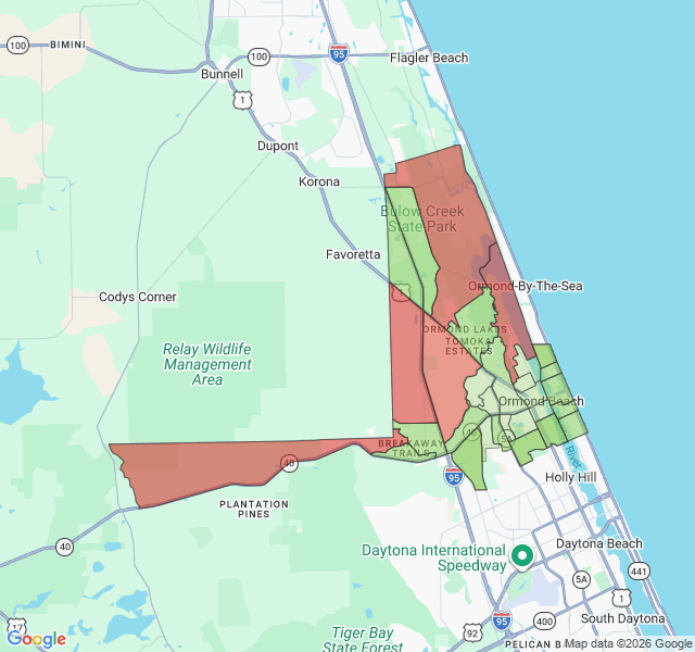 Map of septic coverage in Ormond Beach, FL