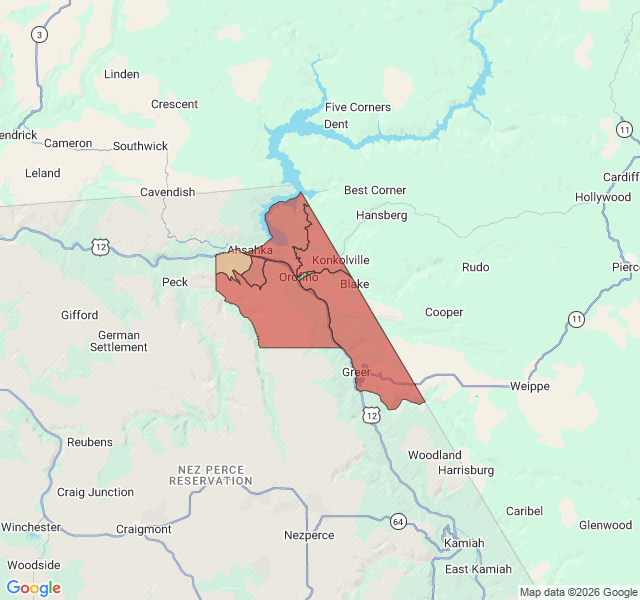 Map of septic coverage in Orofino, ID