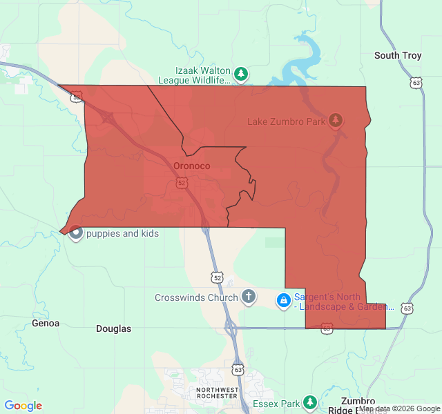 Map of septic coverage in Oronoco, MN