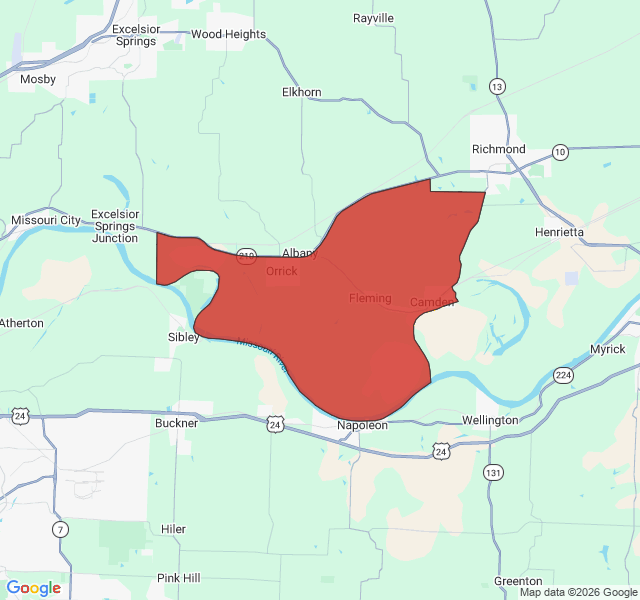 Map of septic coverage in Orrick, MO