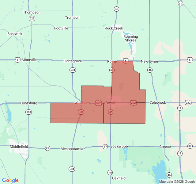 Map of septic coverage in Orwell, OH