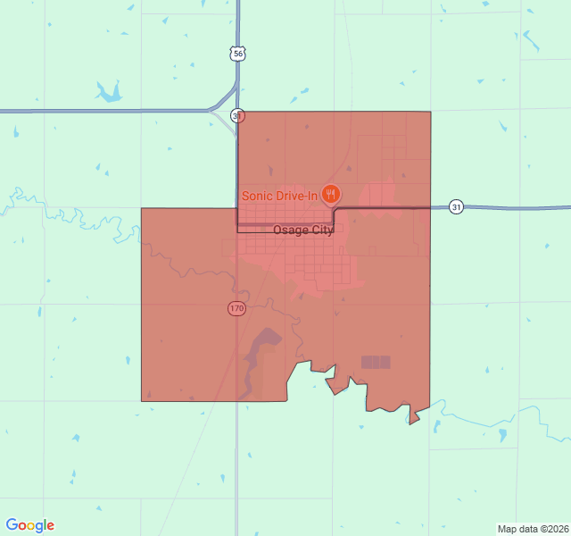 Map of septic coverage in Osage City, KS