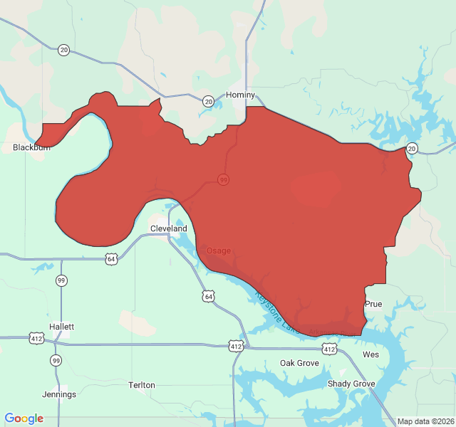 Map of septic coverage in Osage, OK