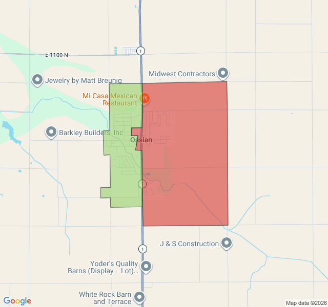 Map of septic coverage in Ossian, IN