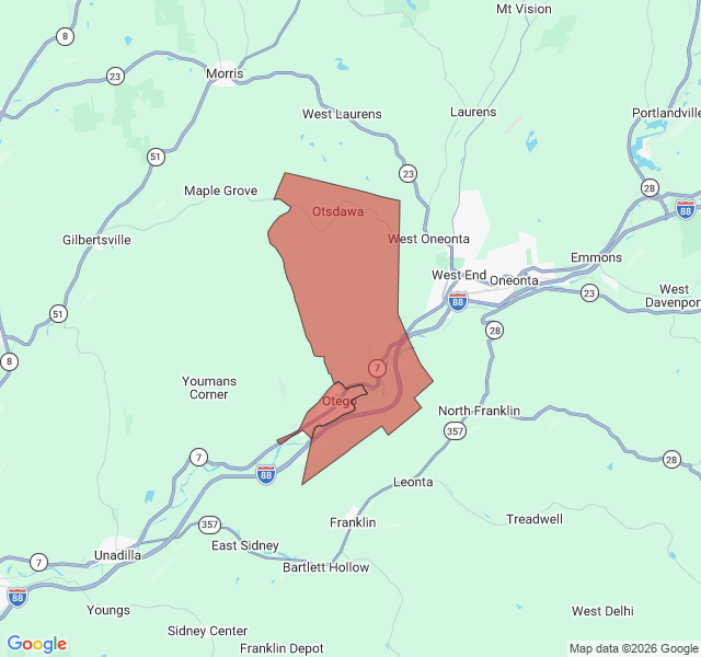 Map of septic coverage in Otego, NY