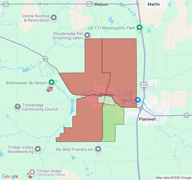 Map of septic coverage in Otsego, MI