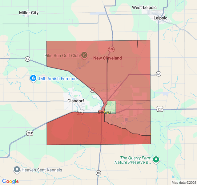 Map of septic coverage in Ottawa, OH