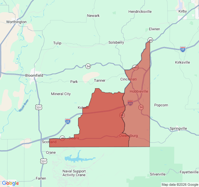 Map of septic coverage in Owensburg, IN