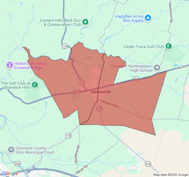 Map of septic coverage in Owensville, OH