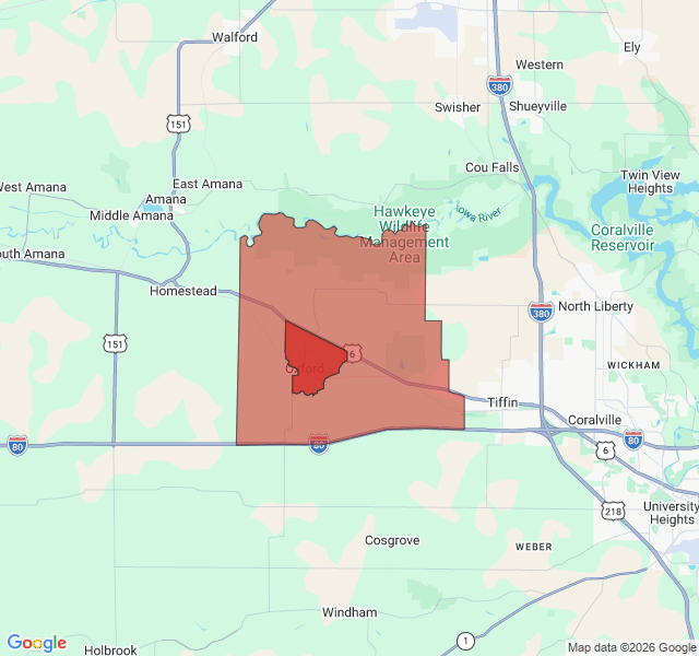 Map of septic coverage in Oxford, IA