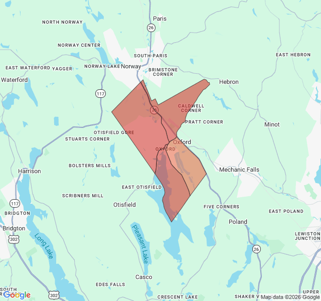 Map of septic coverage in Oxford, ME