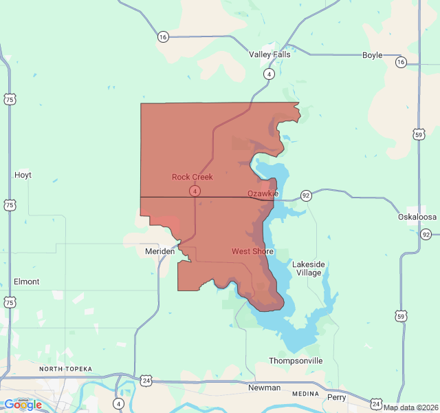Map of septic coverage in Ozawkie, KS