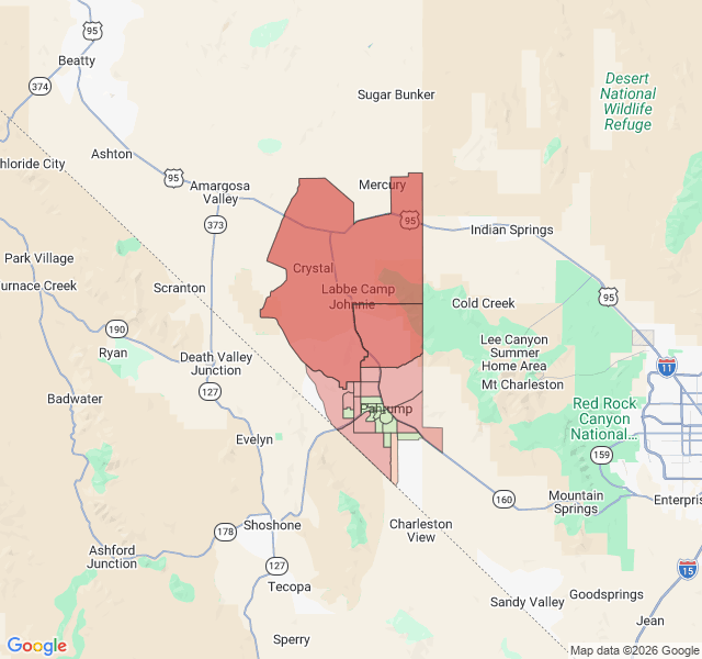 Map of septic coverage in Pahrump, NV