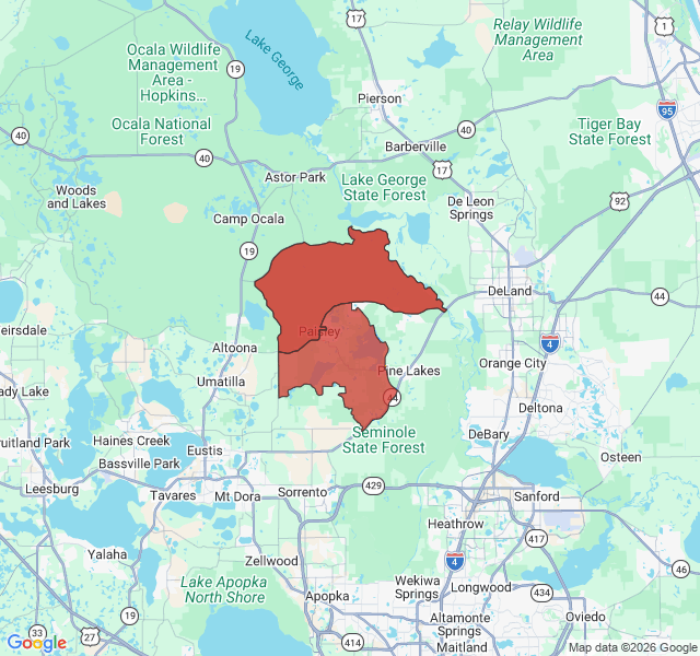 Map of septic coverage in Paisley, FL