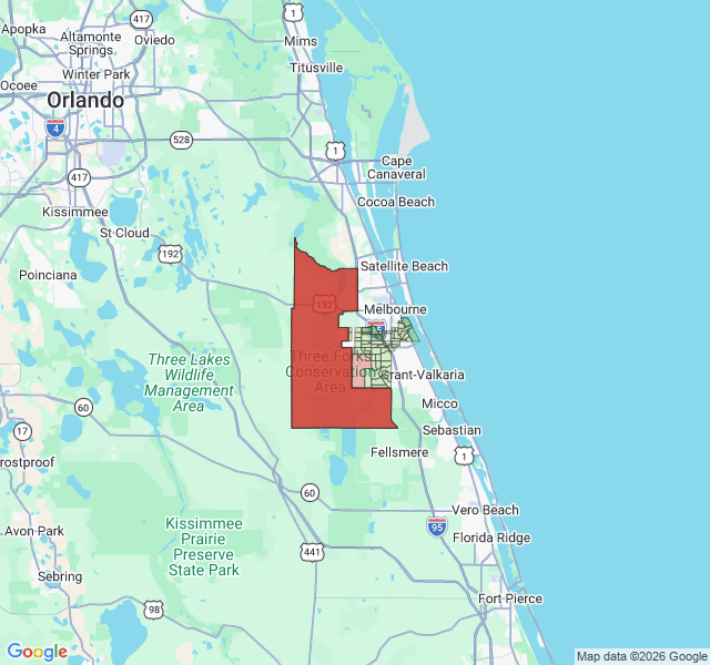 Map of septic coverage in Palm Bay, FL