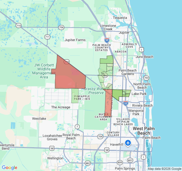 Map of septic coverage in Palm Beach Gardens, FL