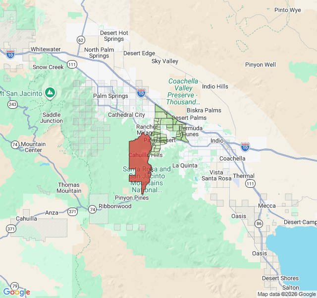 Map of septic coverage in Palm Desert, CA