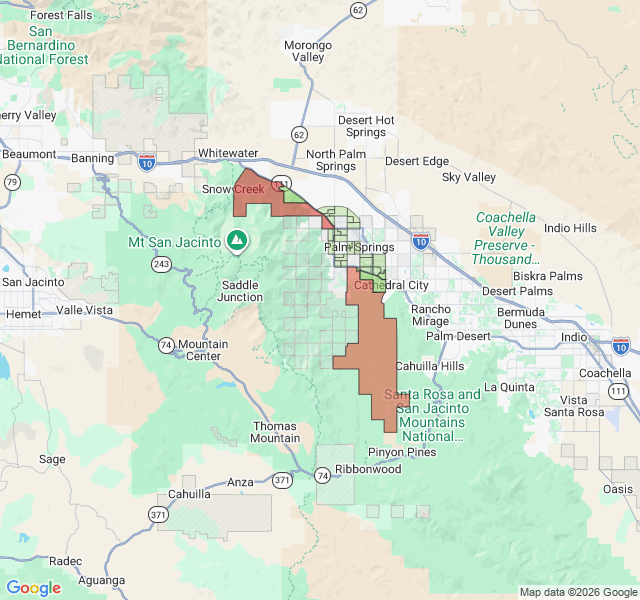 Map of septic coverage in Palm Springs, CA