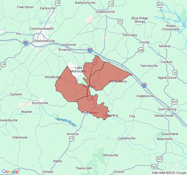 Map of septic coverage in Palmyra, VA